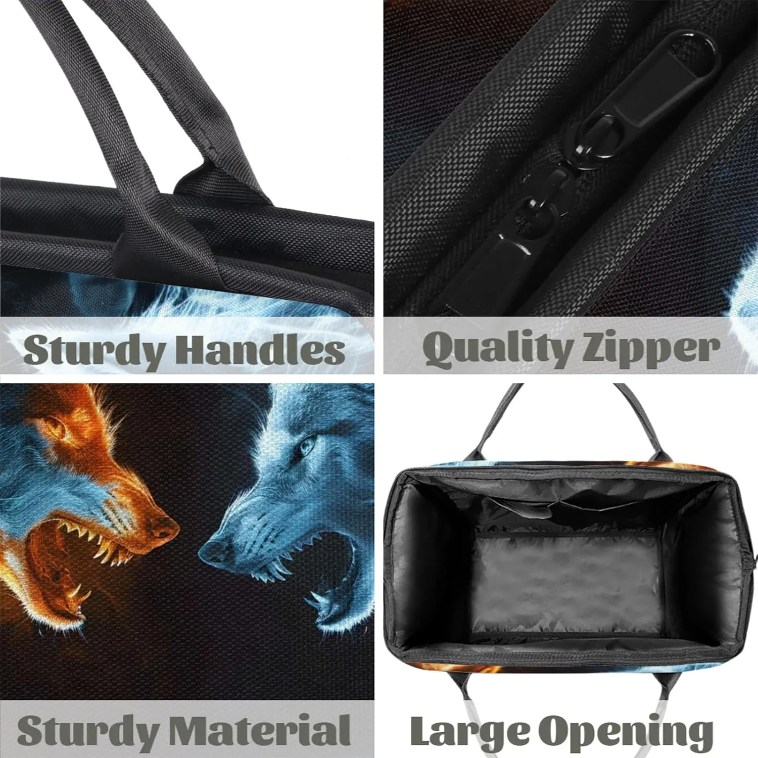Overnight Weekender Bag for Women Men Red Blue Wolf Waterproof Carry On Travel Duffel Bags with Zipper Lightweight Sports Gym Bag Luggage Workout Handle Bags for Traveling Yoga Camping