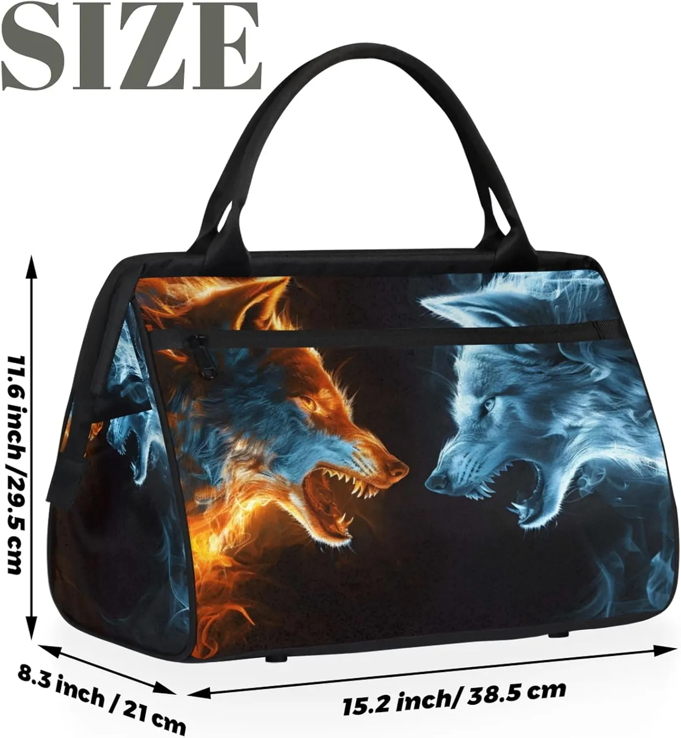 Overnight Weekender Bag for Women Men Red Blue Wolf Waterproof Carry On Travel Duffel Bags with Zipper Lightweight Sports Gym Bag Luggage Workout Handle Bags for Traveling Yoga Camping