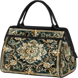 Overnight Weekender Bag for Women Men Vintage Carpet Texture Waterproof Carry On Travel Duffel Bags with Zipper Lightweight Sports Gym Bag Luggage Workout Handle Bags for Traveling Yoga Camping