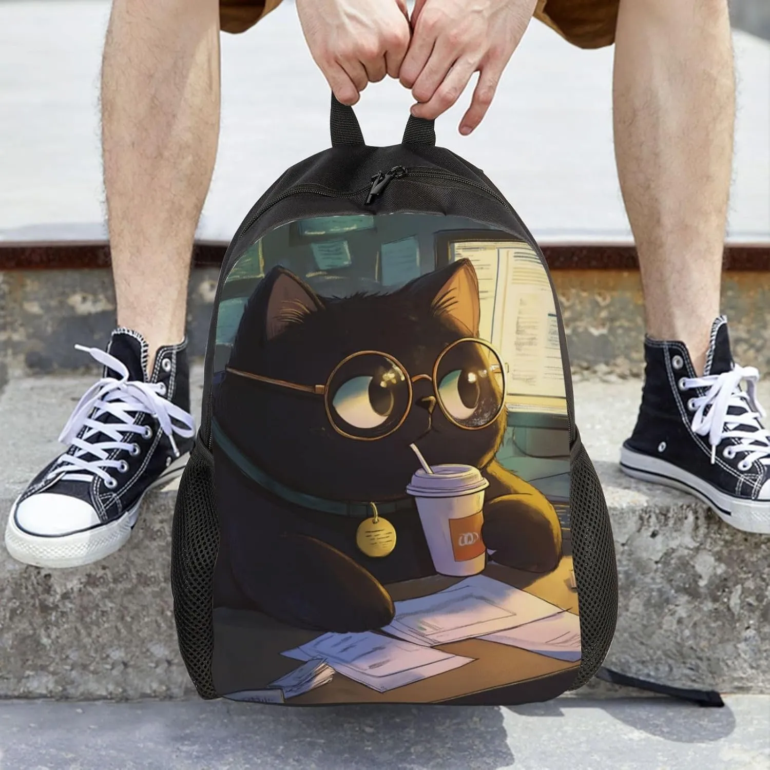 Overtime Cat Backpack Waterproof Anti Theft Durable Light Laptop Bag Backpacks For Women Men Travel Gym Backpack