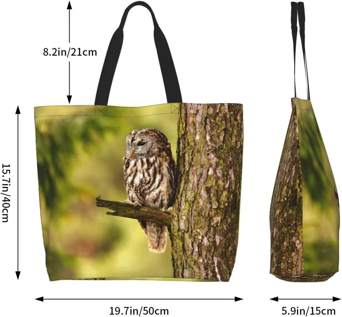 Owl Canvas Tote Bag Animal Shoulder Bag Handbag Cute Casual Grocery Bags Funny Bag for Outdoor