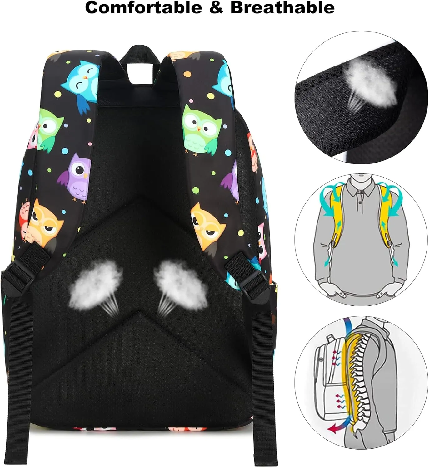 Owl Girls Backpack for Elementary Middle School, Kids Teens School Bag Women College Bookbag Laptop Backpacks