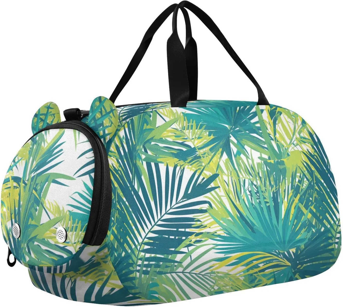Palm Leaf Tropic Boy's Gym Duffel Bag with Shoes Compartment Large Capacity Gymnastics Sports Bag for Travel, Swimming, Dance, Ballet