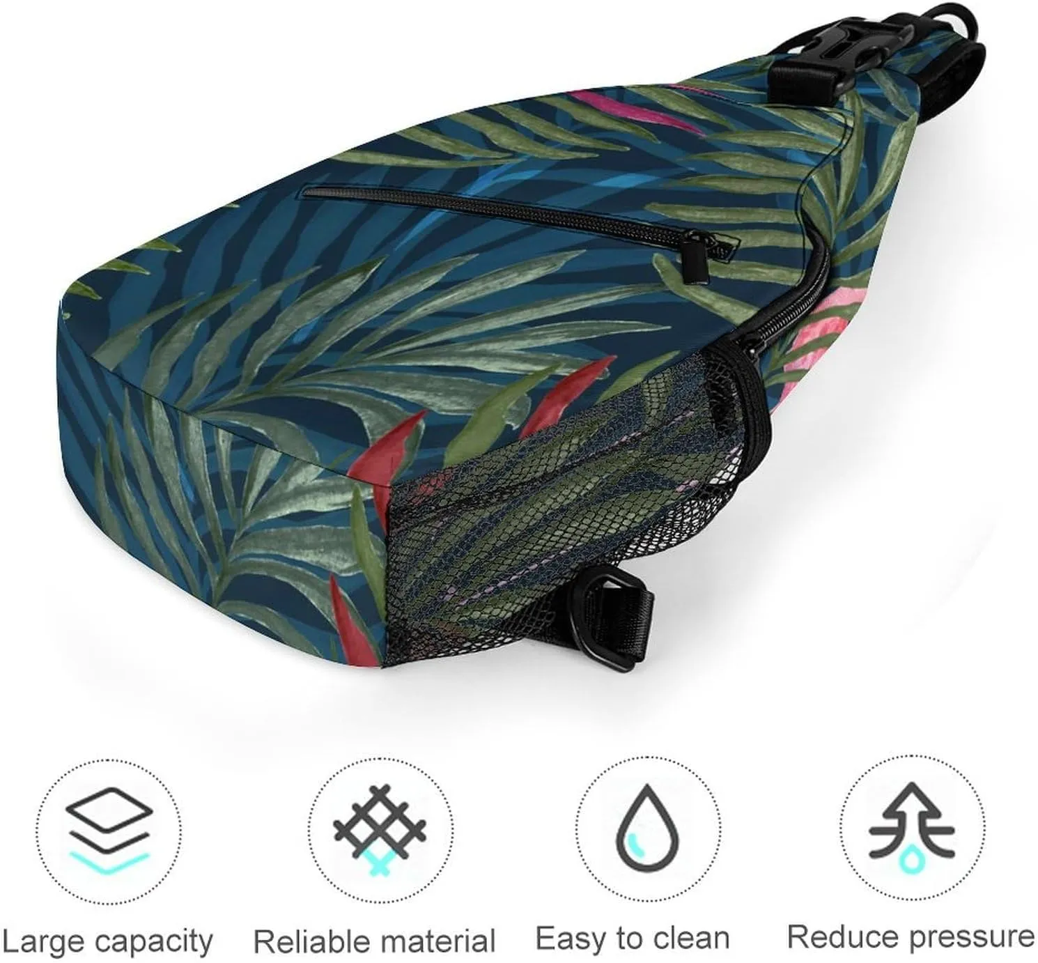 Palms-leaf-flamingo-print Crossbody Backpack For Men Women, Chest Bag Shoulder Bag, Travel Daypack Sling Backpack