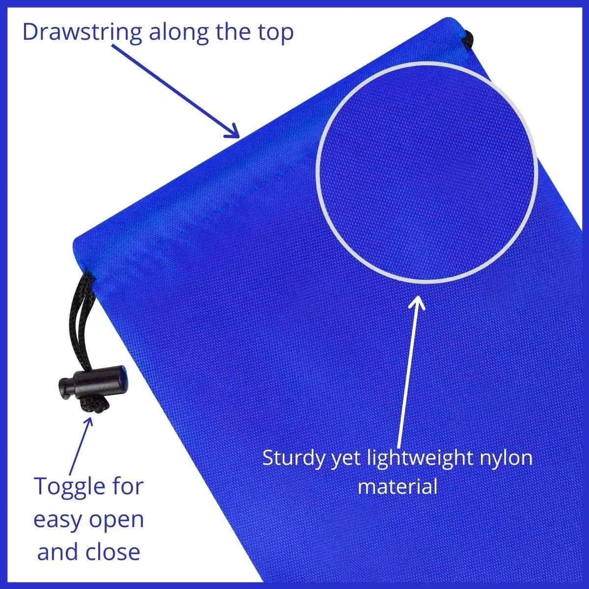 PALTERWEAR Drawstring Bag - Nylon Cinch and Ditty Stuff Pouch with Toggle (5 x 7-12 pack, Blue)