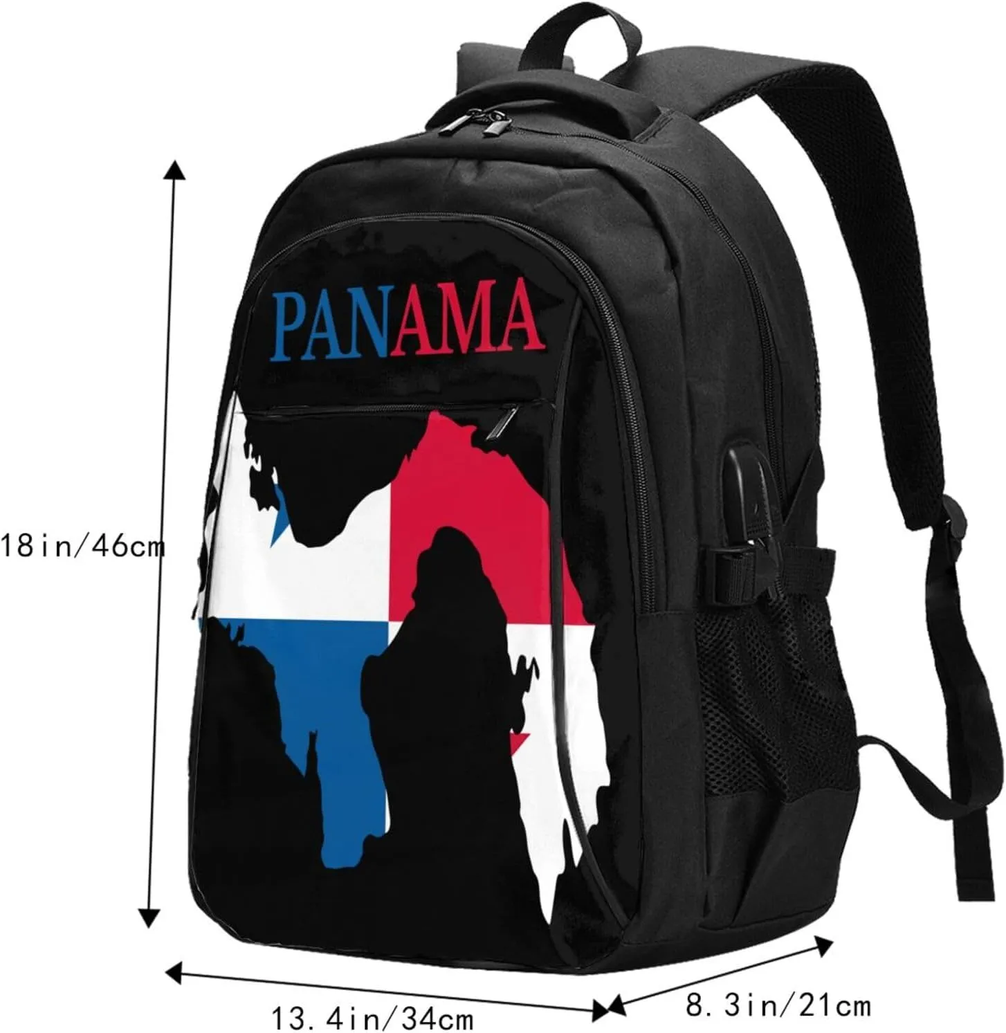 Panama Flag Map Casual Travel Backpacks Hiking Camping Backpack Large Outdoor Sport Daypack Laptop Rucksack Climbing Working Bags with USB Port
