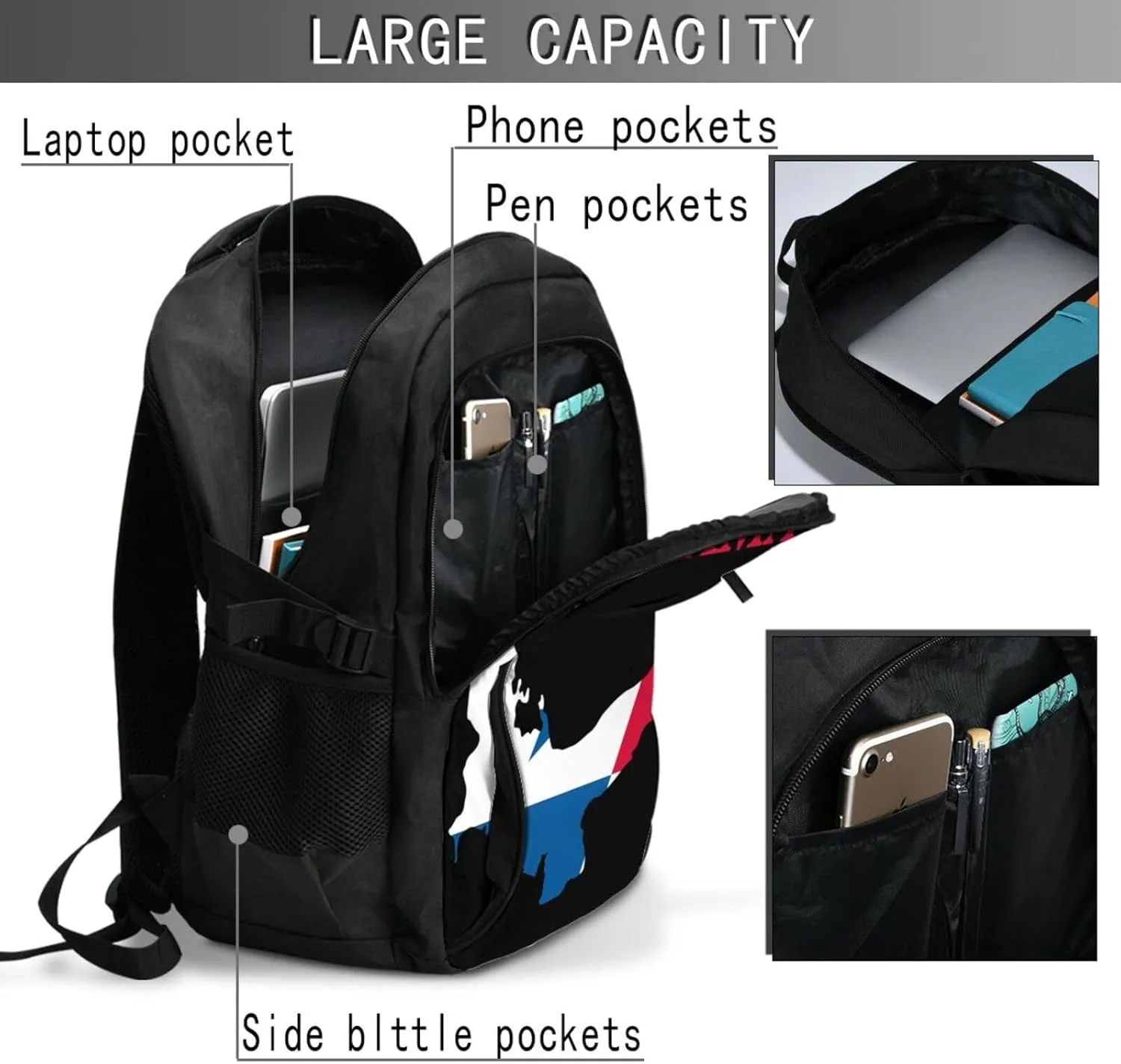 Panama Flag Map Casual Travel Backpacks Hiking Camping Backpack Large Outdoor Sport Daypack Laptop Rucksack Climbing Working Bags with USB Port