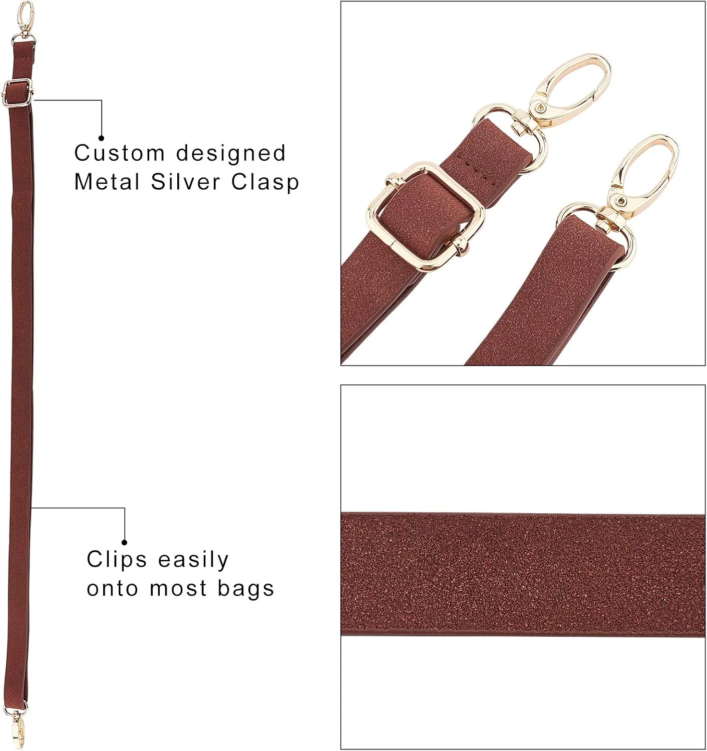 PandaHall DIY PU Leather Bag Knitting Set, Leather Bottom/26' Shoulder Strap/Twist Lock/Flap Cover/Buckles for Crochet Handbag Tote Shoulder Bag, Brown (7 Accessories)