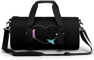 Paper Airplane Heart Gym Bag Workout Sports Bag Lightweight Tote Duffel Bag Travel Weekender Bag for Women Men