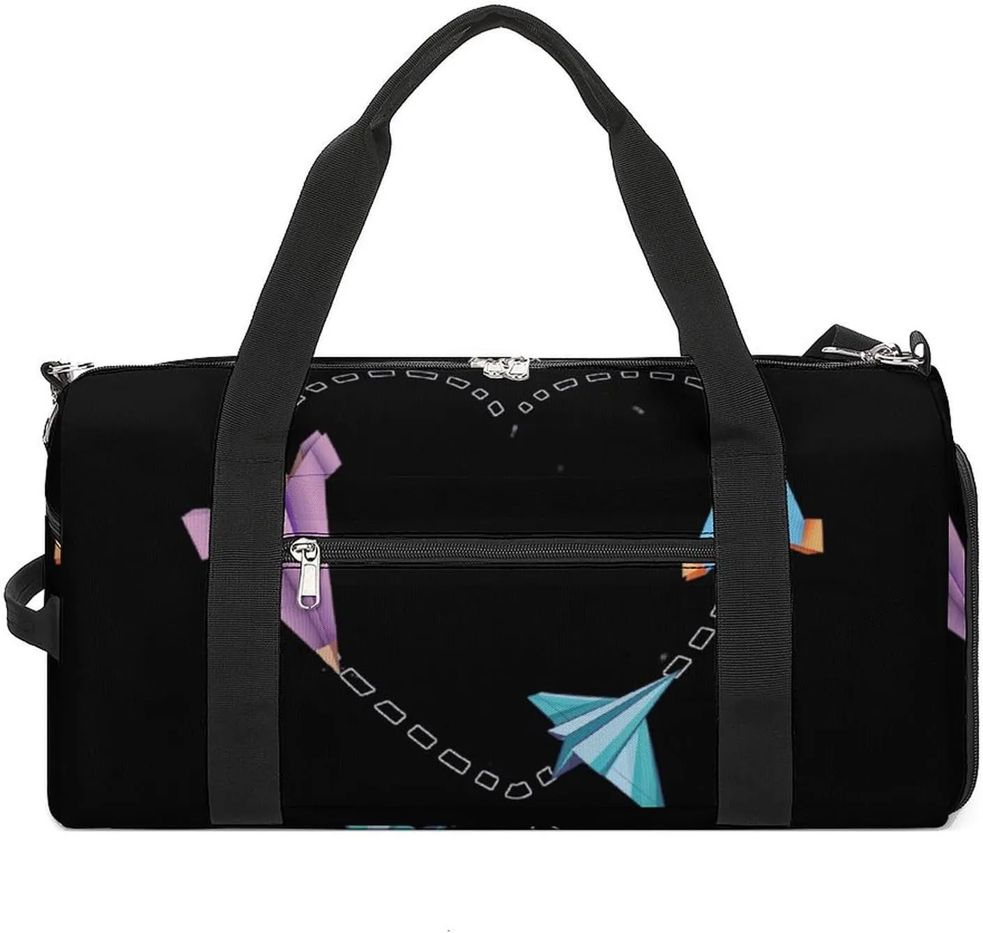 Paper Airplane Heart Sports Gym Bag Lightweight Travel Duffle Bag Carry on Weekender Bags for Women Men