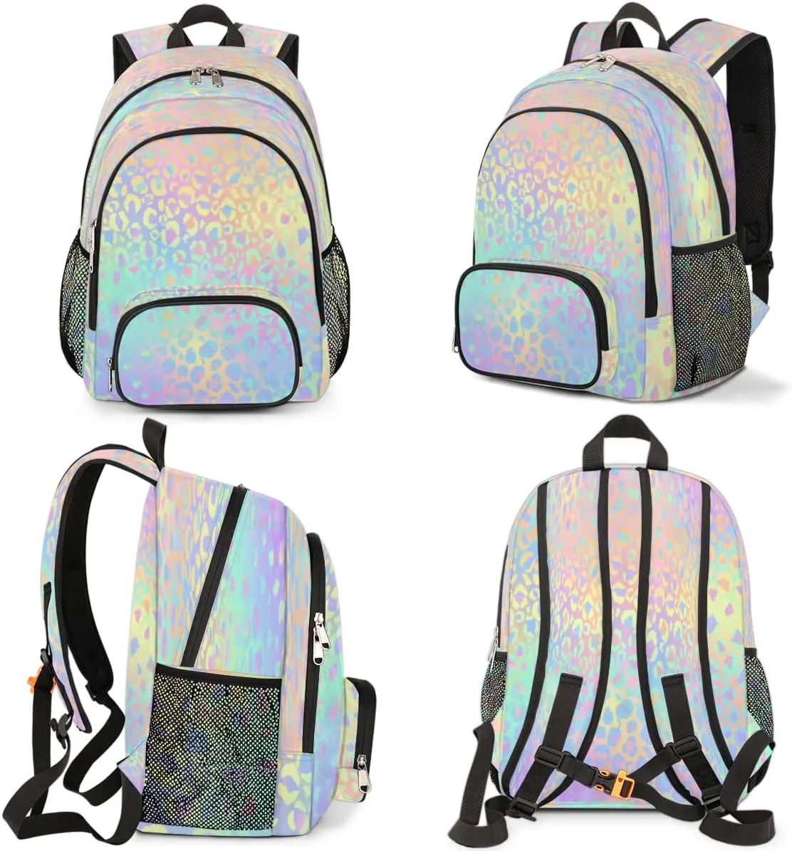 Pardick Leopard Print School Backpacks for Girls Boys Teens Students - Rainbow Leopard Print Stylish College Schoolbag Book Bag - Water Resistant Travel Backpacks for Women Men