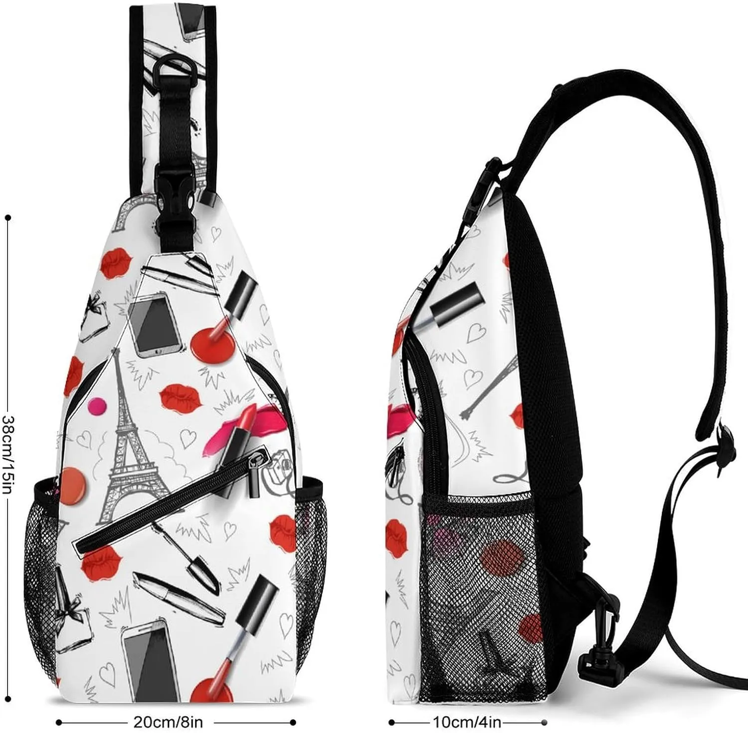 Paris Tower Sling Backpack Mans Womens Crossbody Backpack Chest Bag Gym Daypack Hiking Bag Small Cross Body Bags Leisure Backpacks