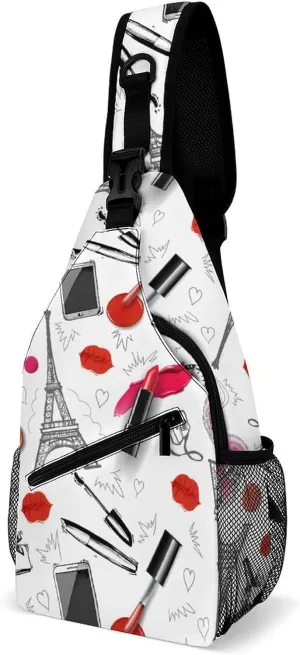 Paris Tower Sling Backpack Mans Womens Crossbody Backpack Chest Bag Gym Daypack Hiking Bag Small Cross Body Bags Leisure Backpacks