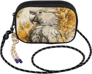 Parrot Floral Cute Crossbody Bags for Women Cell Phone Purses Women's Shoulder Handbag Wallet Purse with Rope Pendant
