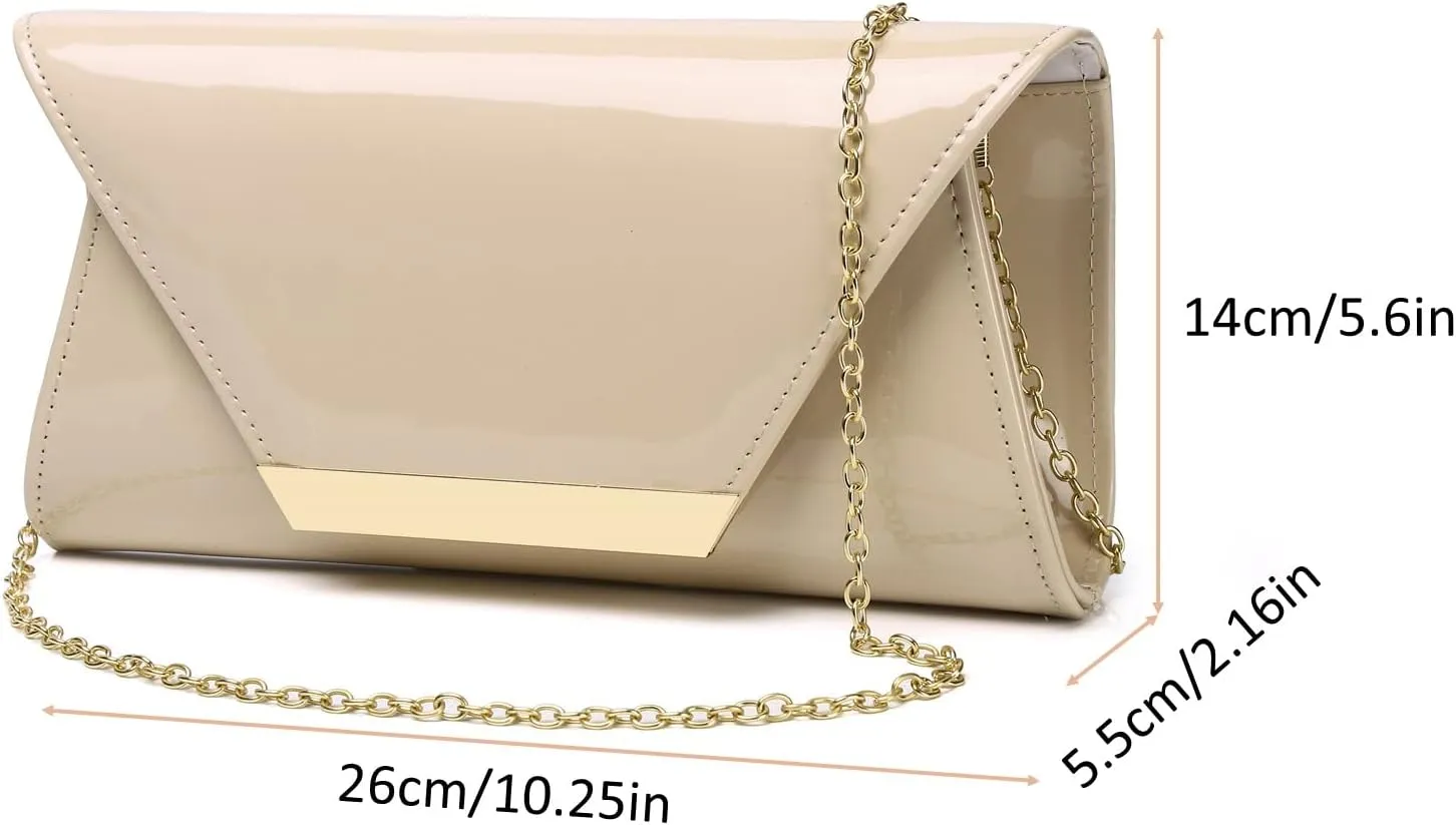 Patent Leather Envelope Clutch Womens Evening Handbag Stylish Shoulder Bag Purse for Christmas Wedding Party Prom