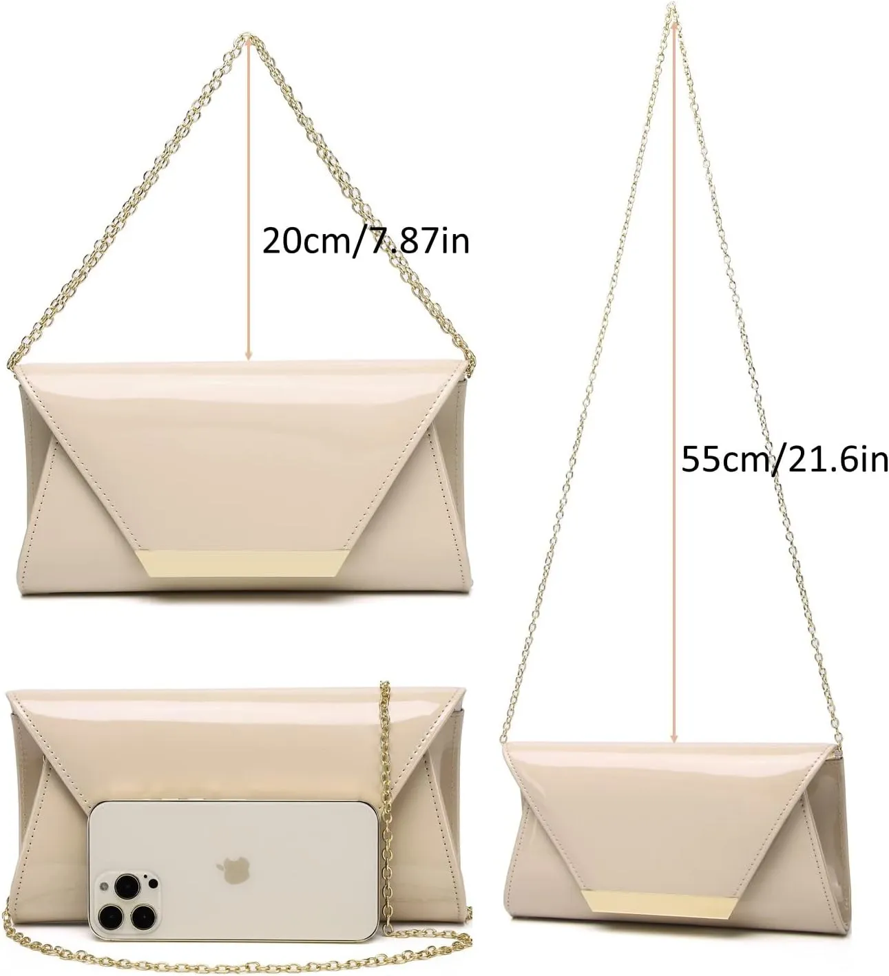 Patent Leather Envelope Clutch Womens Evening Handbag Stylish Shoulder Bag Purse for Christmas Wedding Party Prom