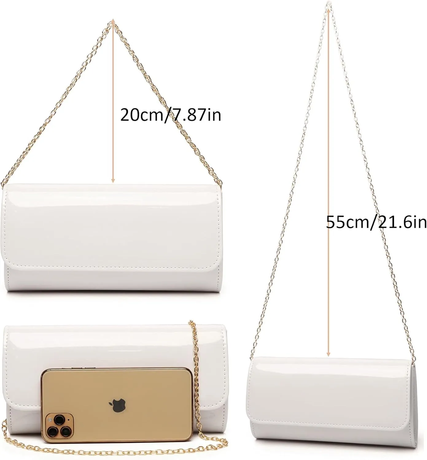 Patent Leather Envelope Clutch Womens Evening Handbag Stylish Shoulder Bag Purse for Christmas Wedding Party Prom