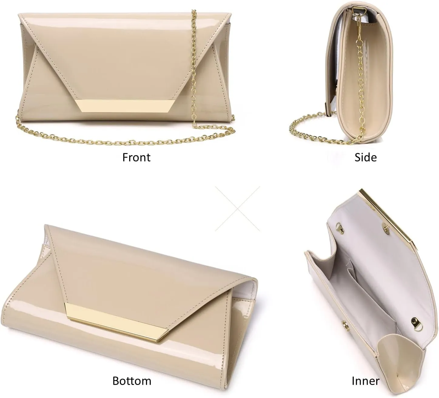 Patent Leather Envelope Clutch Womens Evening Handbag Stylish Shoulder Bag Purse for Christmas Wedding Party Prom