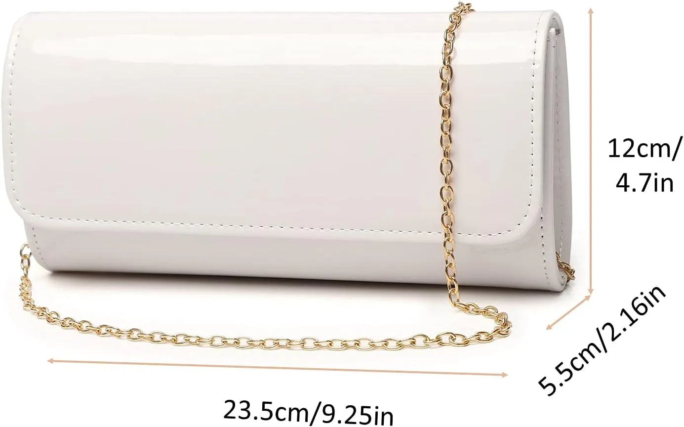 Patent Leather Envelope Clutch Womens Evening Handbag Stylish Shoulder Bag Purse for Christmas Wedding Party Prom