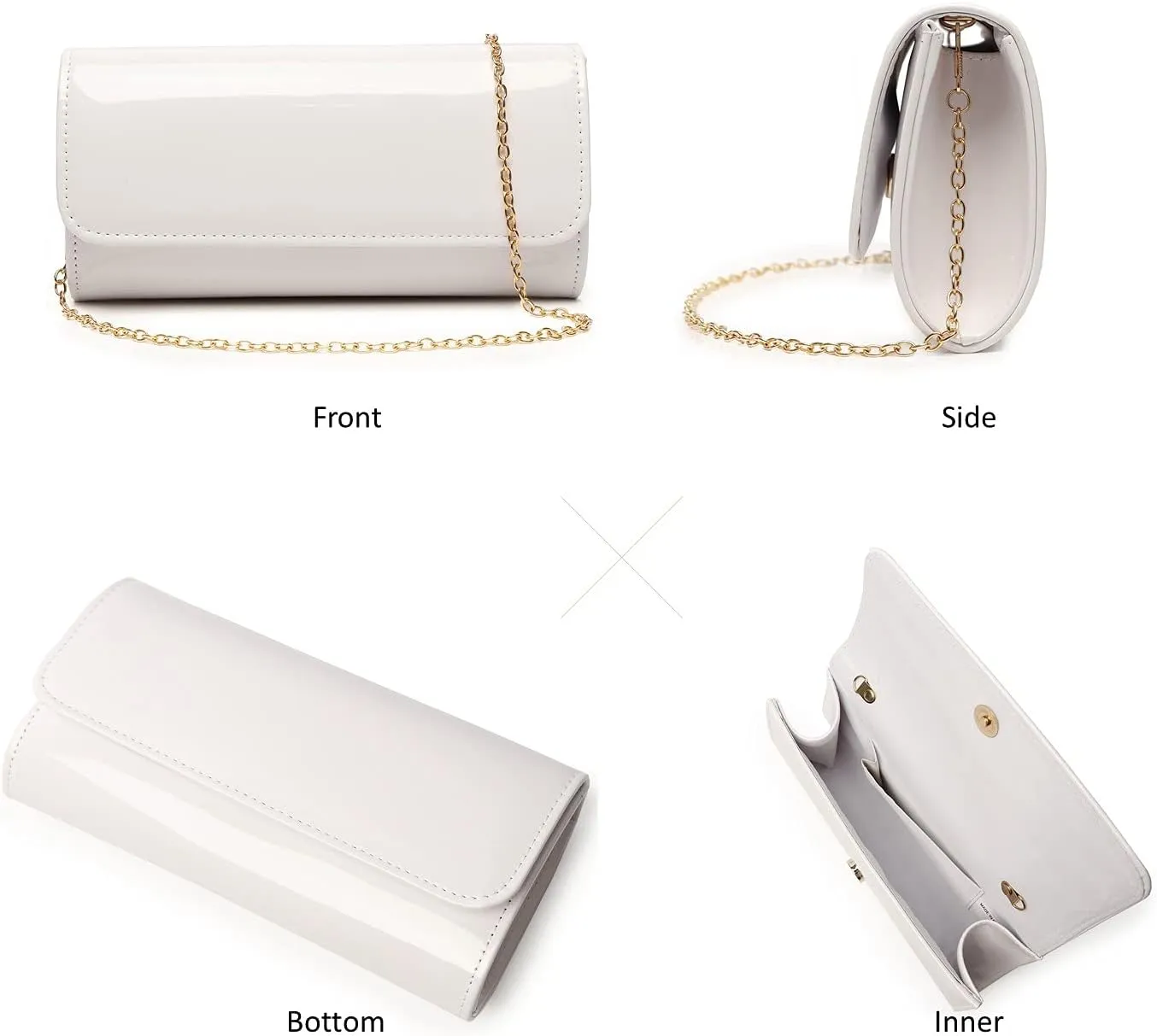Patent Leather Envelope Clutch Womens Evening Handbag Stylish Shoulder Bag Purse for Christmas Wedding Party Prom