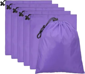 PATIKIL Travel Storage Bags with Toggle 10 x 12 Inch, 6 Pack Waterproof 210D Polyester Drawstring Bag Stuff Sack Cinch Bag for Gym Traveling Hiking Yoga Shoes Organizer, Light Purple