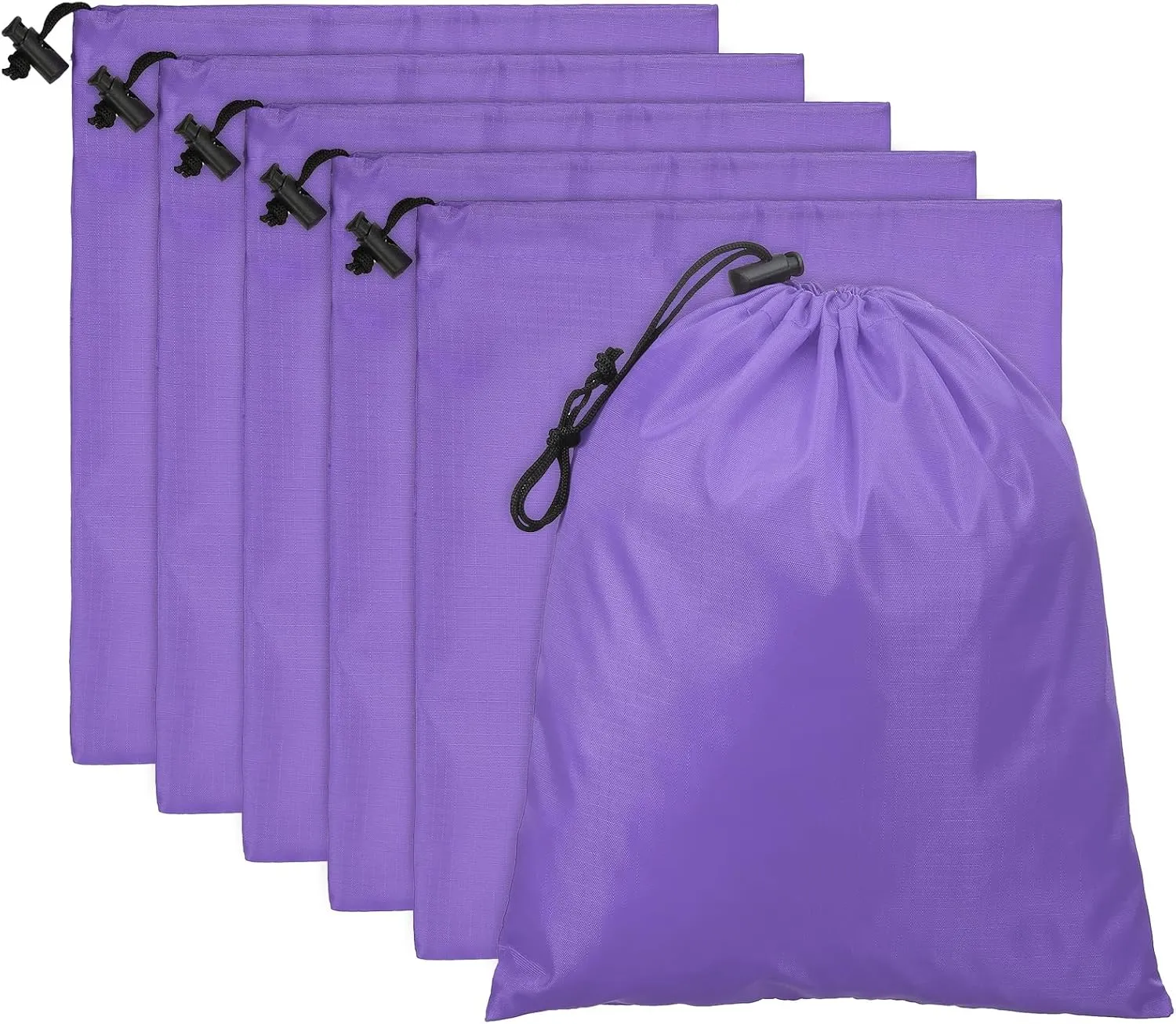 PATIKIL Travel Storage Bags with Toggle 10 x 12 Inch, 6 Pack Waterproof 210D Polyester Drawstring Bag Stuff Sack Cinch Bag for Gym Traveling Hiking Yoga Shoes Organizer, Light Purple