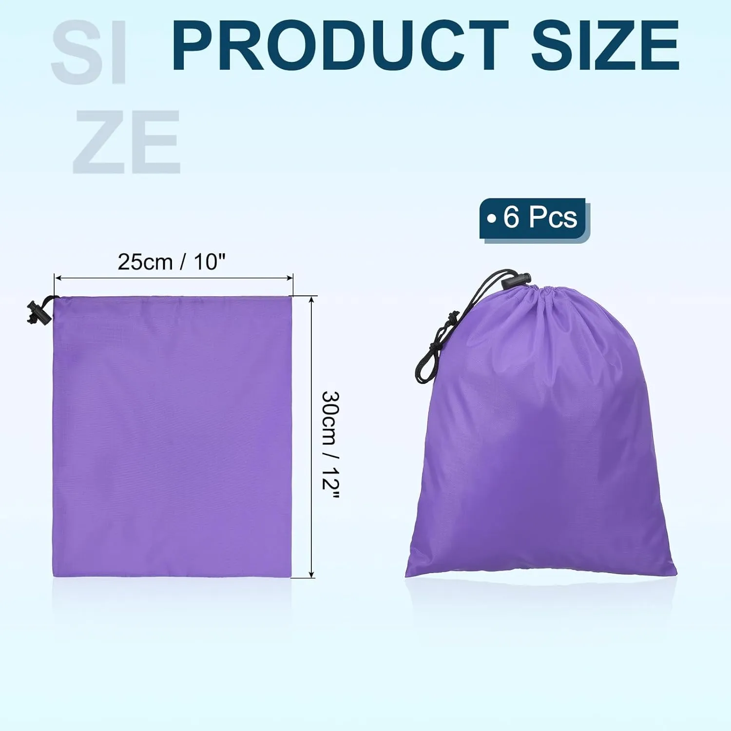 PATIKIL Travel Storage Bags with Toggle 10 x 12 Inch, 6 Pack Waterproof 210D Polyester Drawstring Bag Stuff Sack Cinch Bag for Gym Traveling Hiking Yoga Shoes Organizer, Light Purple