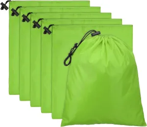 PATIKIL Travel Storage Bags with Toggle 14 x 16 Inch, 6 Pack Waterproof 210D Polyester Drawstring Bag Stuff Sack Cinch Bag for Gym Traveling Hiking Yoga Shoes Organizer, Light Green