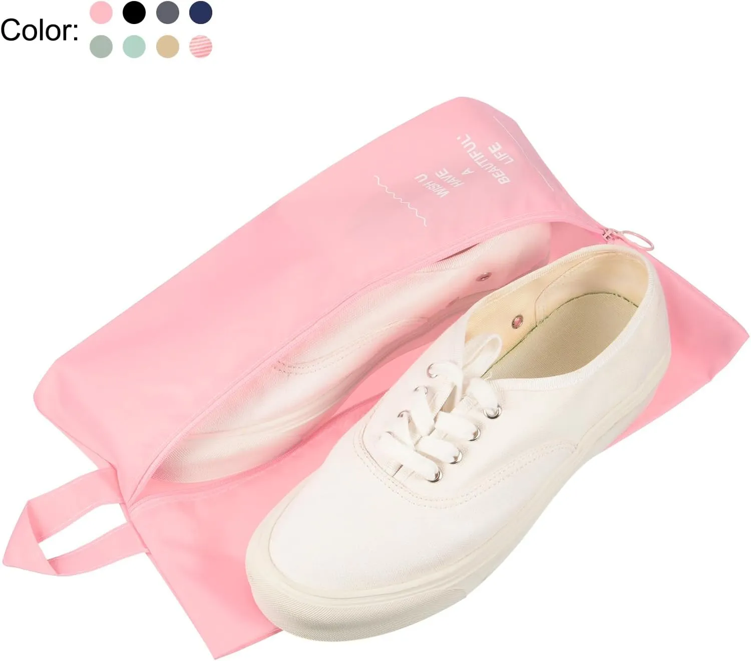 PATIKIL Waterproof Shoes Bags, 3 Pack Travel Storage Bag Portable Shoes Organizer with Zipper for Travel Outdoor, Beige
