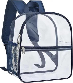 Paxiland Clear Backpack Stadium Approved 12×12×6 with Reinforced and Wider Shoulder Straps, Small Clear Bag for Schools, Concerts, Work, Festivals and Sporting Events - Navy