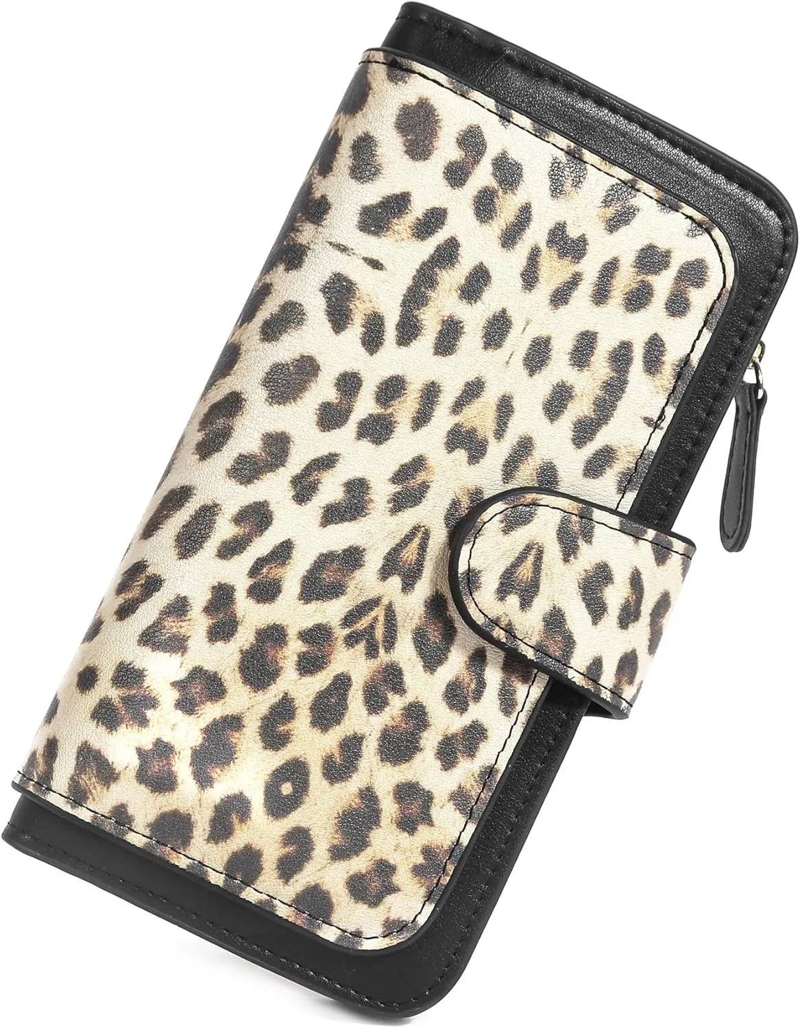 Pearl Angeli Wallets for Women RFID Trifold Clutch Fashion PU Leather Long Purse Ladies Credit Card Holder