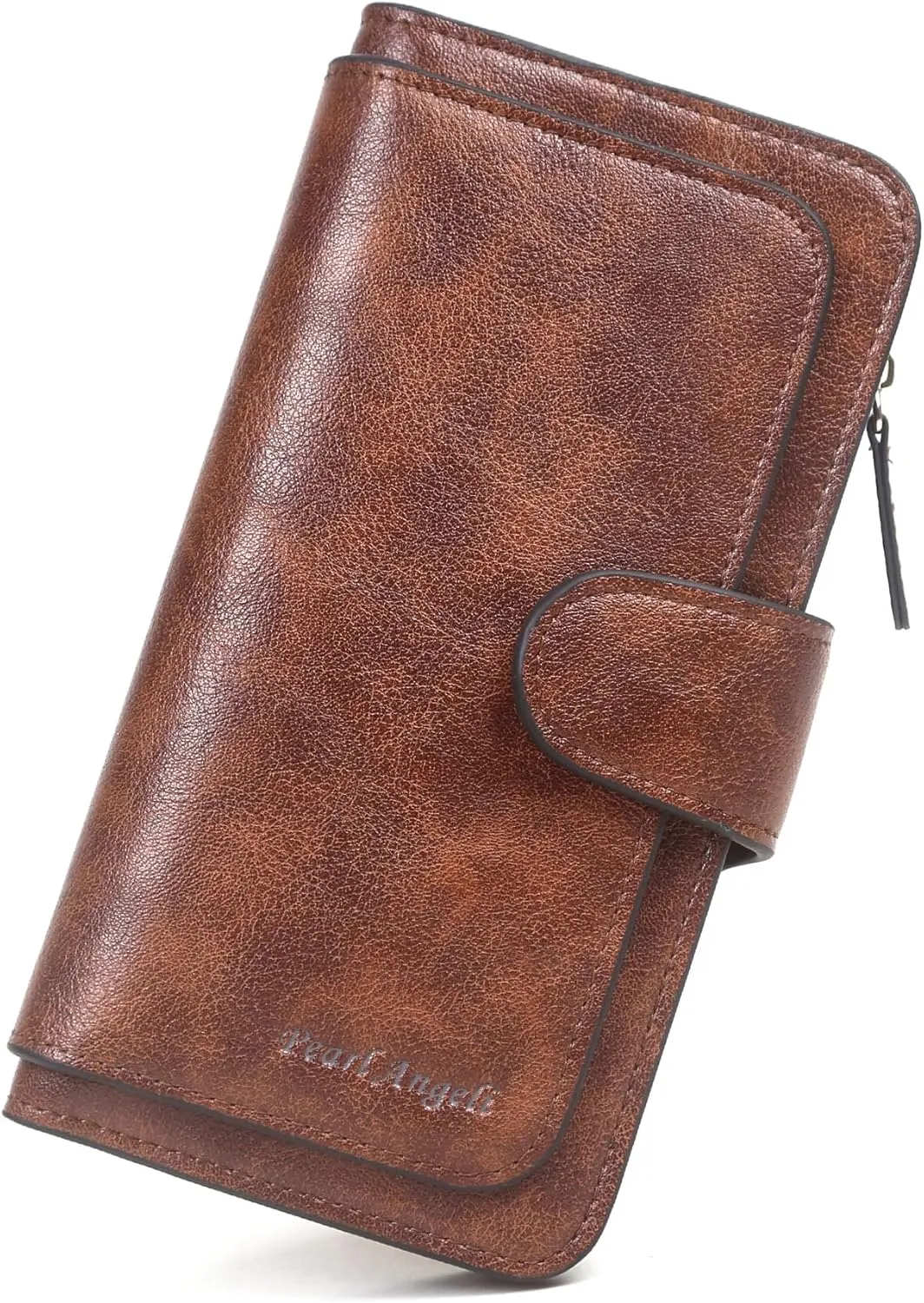 Pearl Angeli Wallets for Women RFID Trifold Clutch Fashion PU Leather Long Purse Ladies Credit Card Holder
