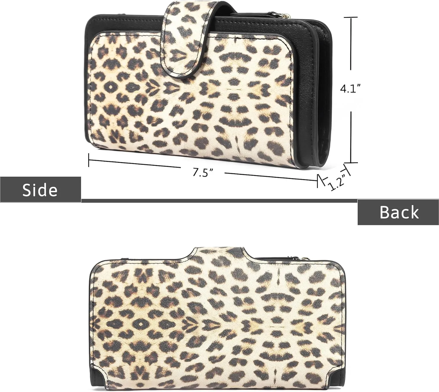Pearl Angeli Wallets for Women RFID Trifold Clutch Fashion PU Leather Long Purse Ladies Credit Card Holder