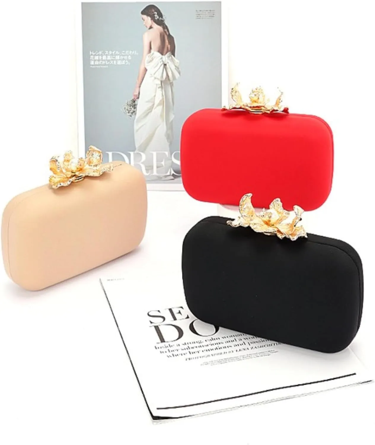 Pearl Flower Clasp Satin Box Clutch Bag Elegant Evening Women Fashion Wedding Bridal Dinner Party Bag Shoulder CrossBag