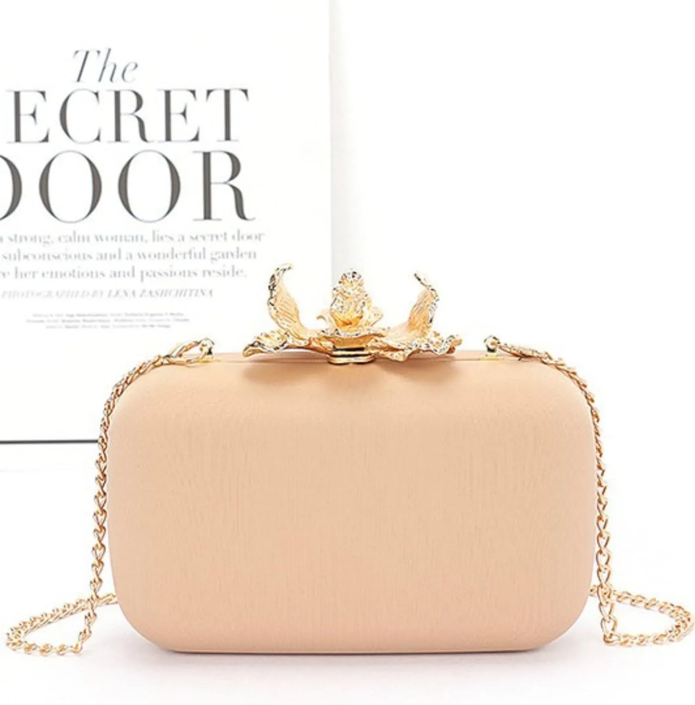 Pearl Flower Clasp Satin Box Clutch Bag Elegant Evening Women Fashion Wedding Bridal Dinner Party Bag Shoulder CrossBag
