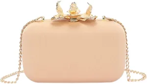 Pearl Flower Clasp Satin Box Clutch Bag Elegant Evening Women Fashion Wedding Bridal Dinner Party Bag Shoulder CrossBag