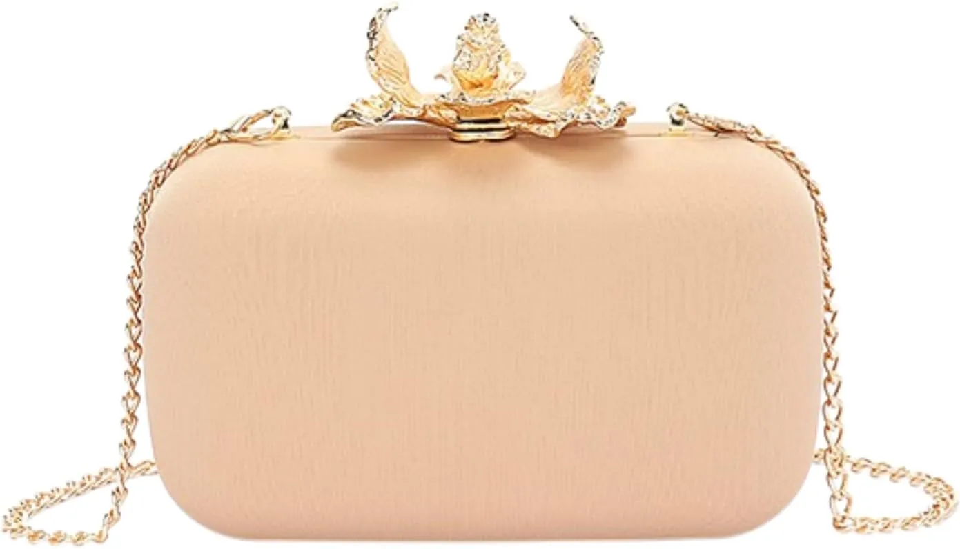 Pearl Flower Clasp Satin Box Clutch Bag Elegant Evening Women Fashion Wedding Bridal Dinner Party Bag Shoulder CrossBag