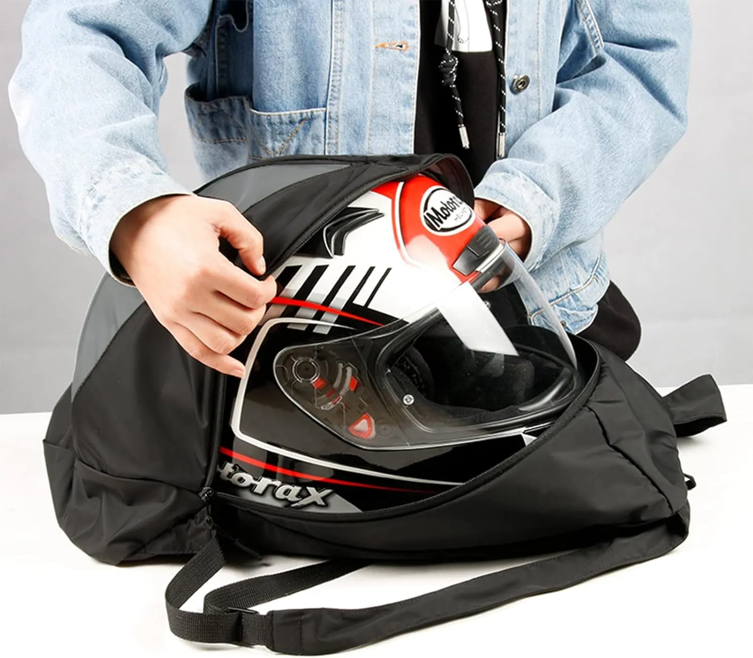 Peicees Motorcycle Helmet Bag Folding Lightweight Motorcycle Backpacks for Men Waterproof Large Capacity Cycling Motorcycle Helmet Backpack Riding Storage Bags