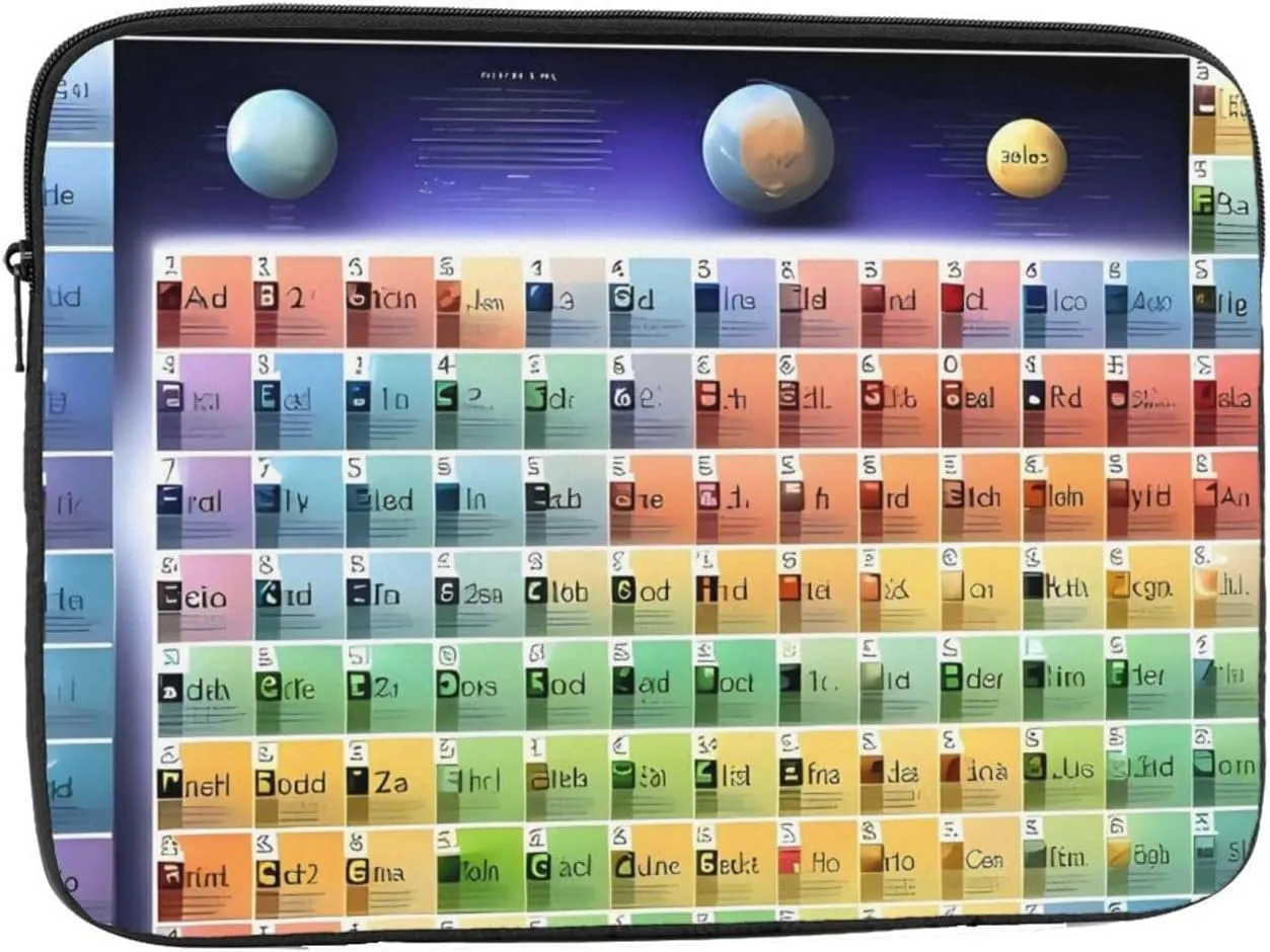 Periodic Table of Elements Laptop Sleeve Bag 12 Inch Waterproof Shockproof Laptop Case Bag Lightweight Tablet Travel Cover Computer Skin Bag Tablet Carrying Case