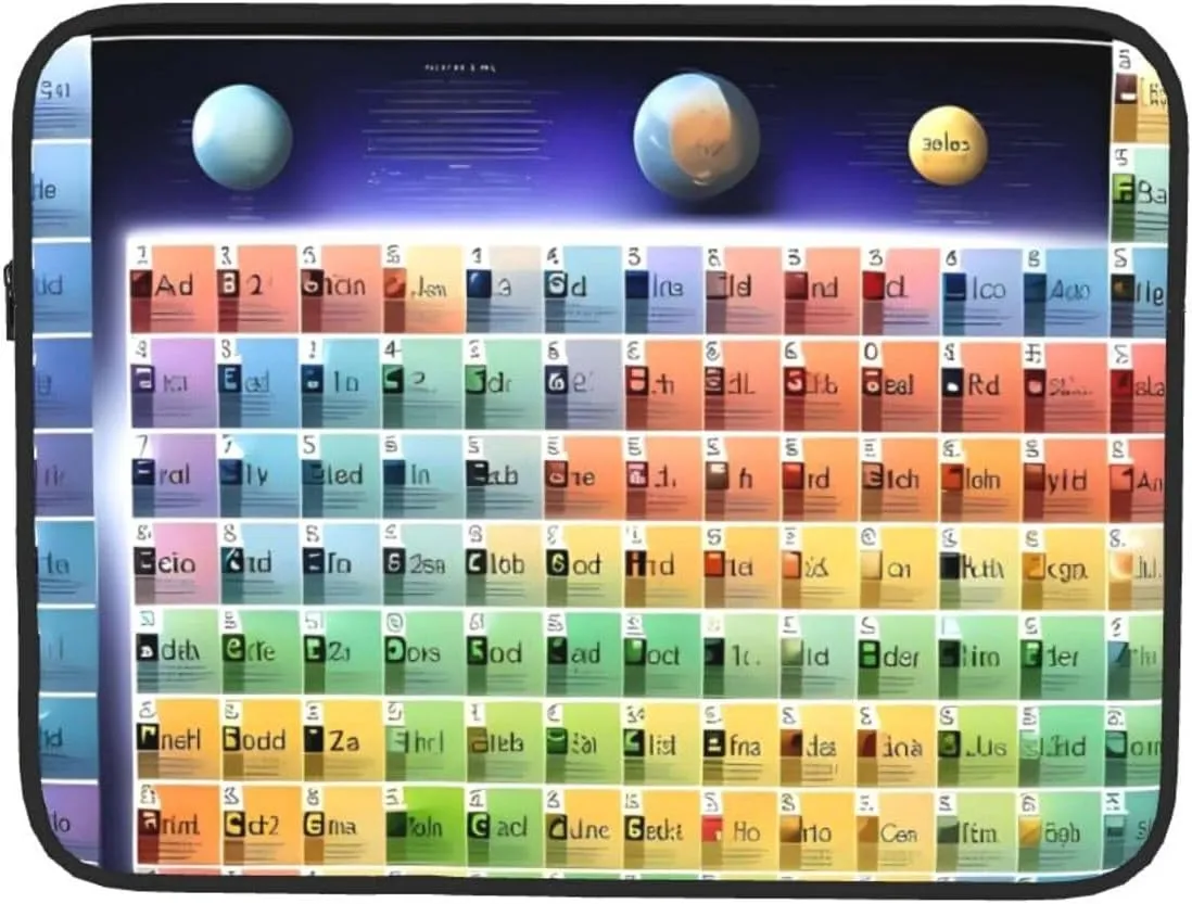 Periodic Table of Elements Laptop Sleeve Bag 12 Inch Waterproof Shockproof Laptop Case Bag Lightweight Tablet Travel Cover Computer Skin Bag Tablet Carrying Case