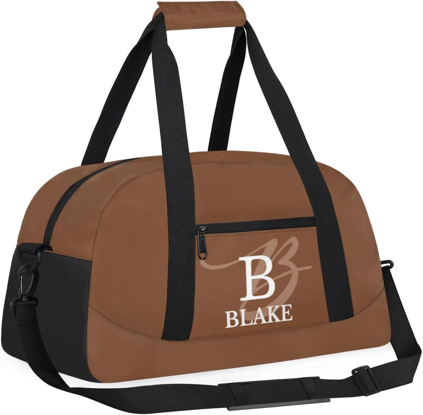 Personalize-Kids-Brown-Duffel-Bags With Custom Capital Name Text Dance-Sports-Bags Lightweight Carry-On Overnight Travel Gym for Girls Boys