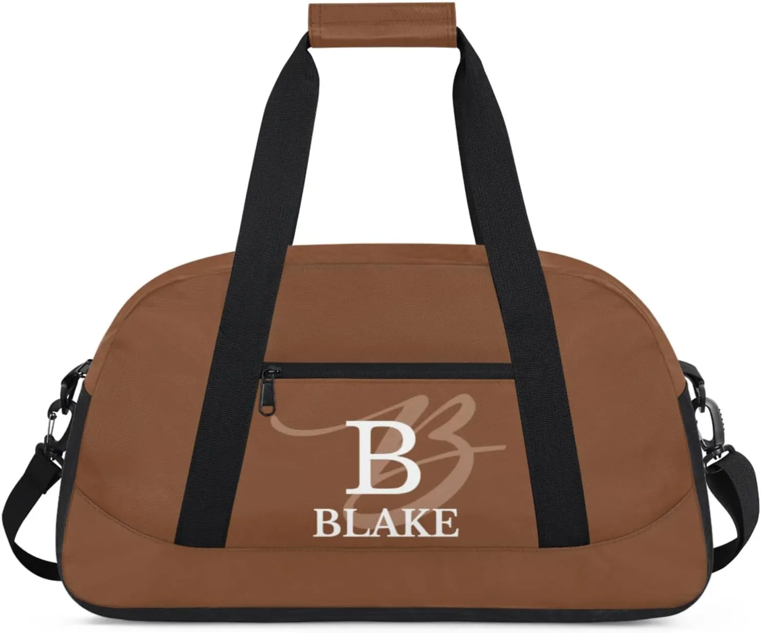 Personalize-Kids-Brown-Duffel-Bags With Custom Capital Name Text Dance-Sports-Bags Lightweight Carry-On Overnight Travel Gym for Girls Boys
