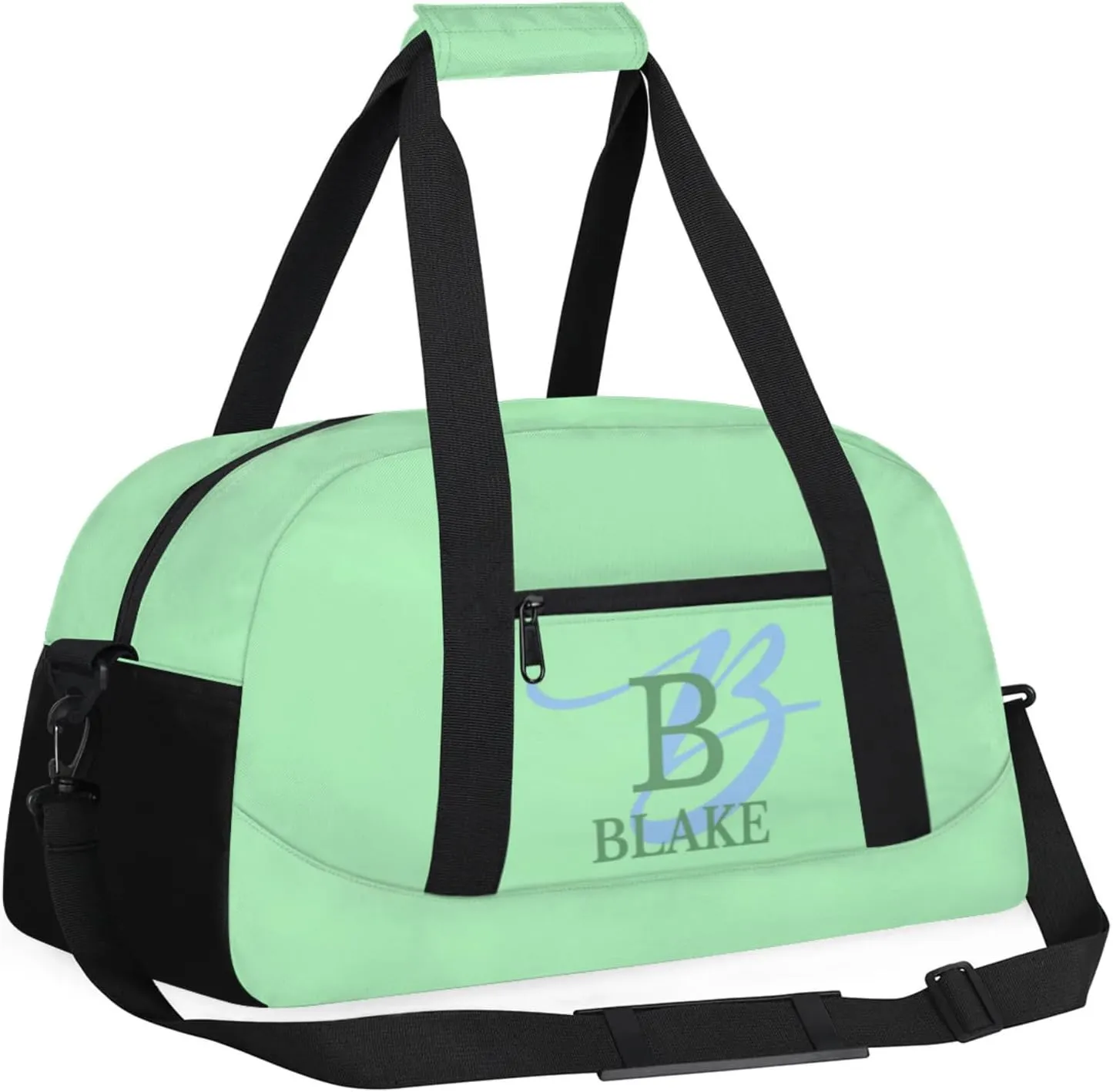 Personalize-Kids-Duffel-Bags With Custom Capital Name Text Dance-Sports-Bags Lightweight Carry-On Overnight Travel Gym for Girls Boys,Light Green