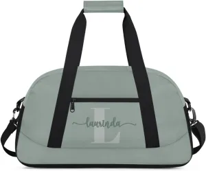 Personalize-Kids-Duffel-Bags With Custom Initial Name Dance-Sports-Bags Lightweight Carry-On Overnight Travel Gym for Girls Boys,Cool Gray