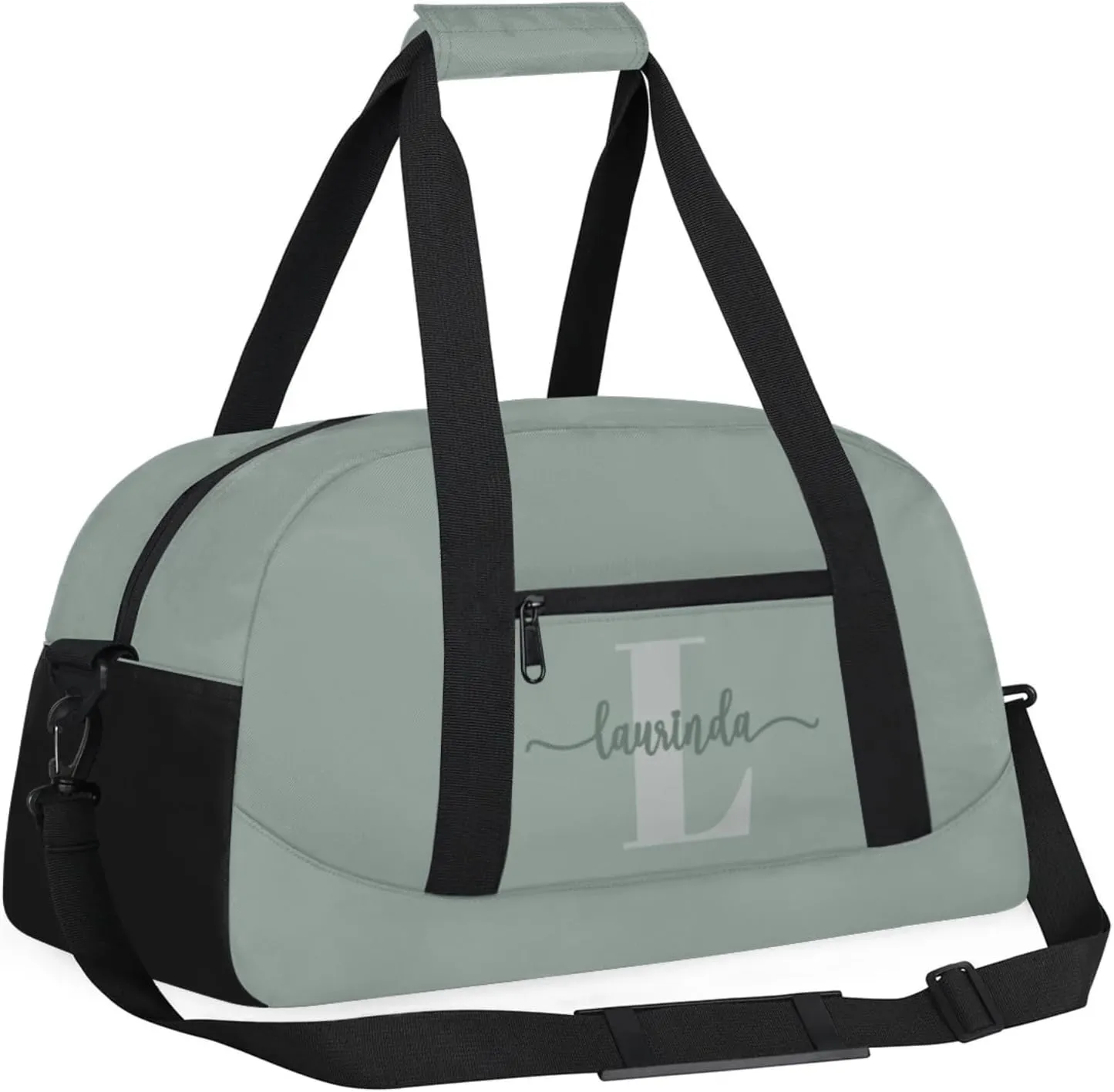 Personalize-Kids-Duffel-Bags With Custom Initial Name Dance-Sports-Bags Lightweight Carry-On Overnight Travel Gym for Girls Boys,Cool Gray