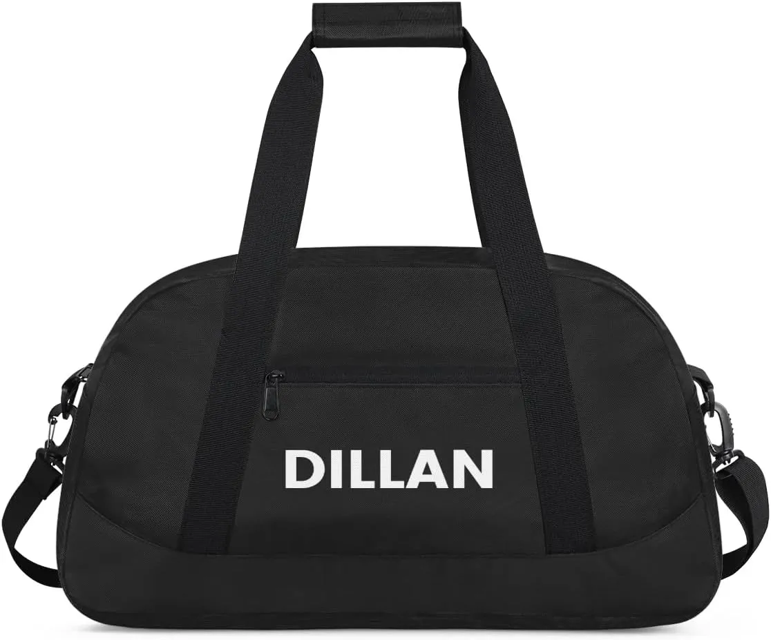 Personalize-Kids-Duffel-Bags With Custom Name Text Carry-On Overnight Travel Gym Lightweight Dance Sports Bags For Girls Boys Kids,Black