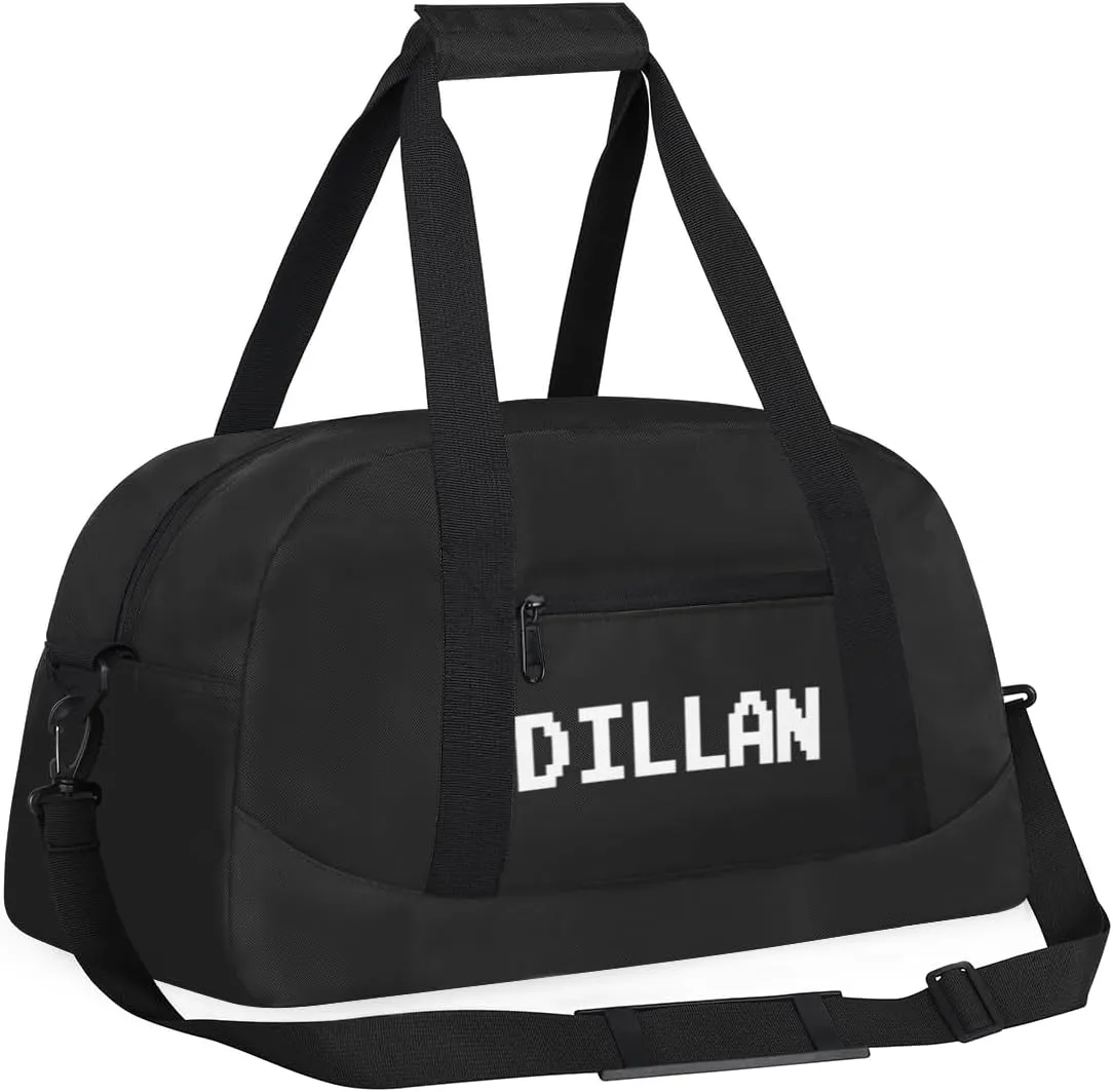 Personalize-Kids-Duffel-Bags With Custom Name Text Carry-On Overnight Travel Gym Lightweight Dance Sports Bags For Girls Boys Kids,Black