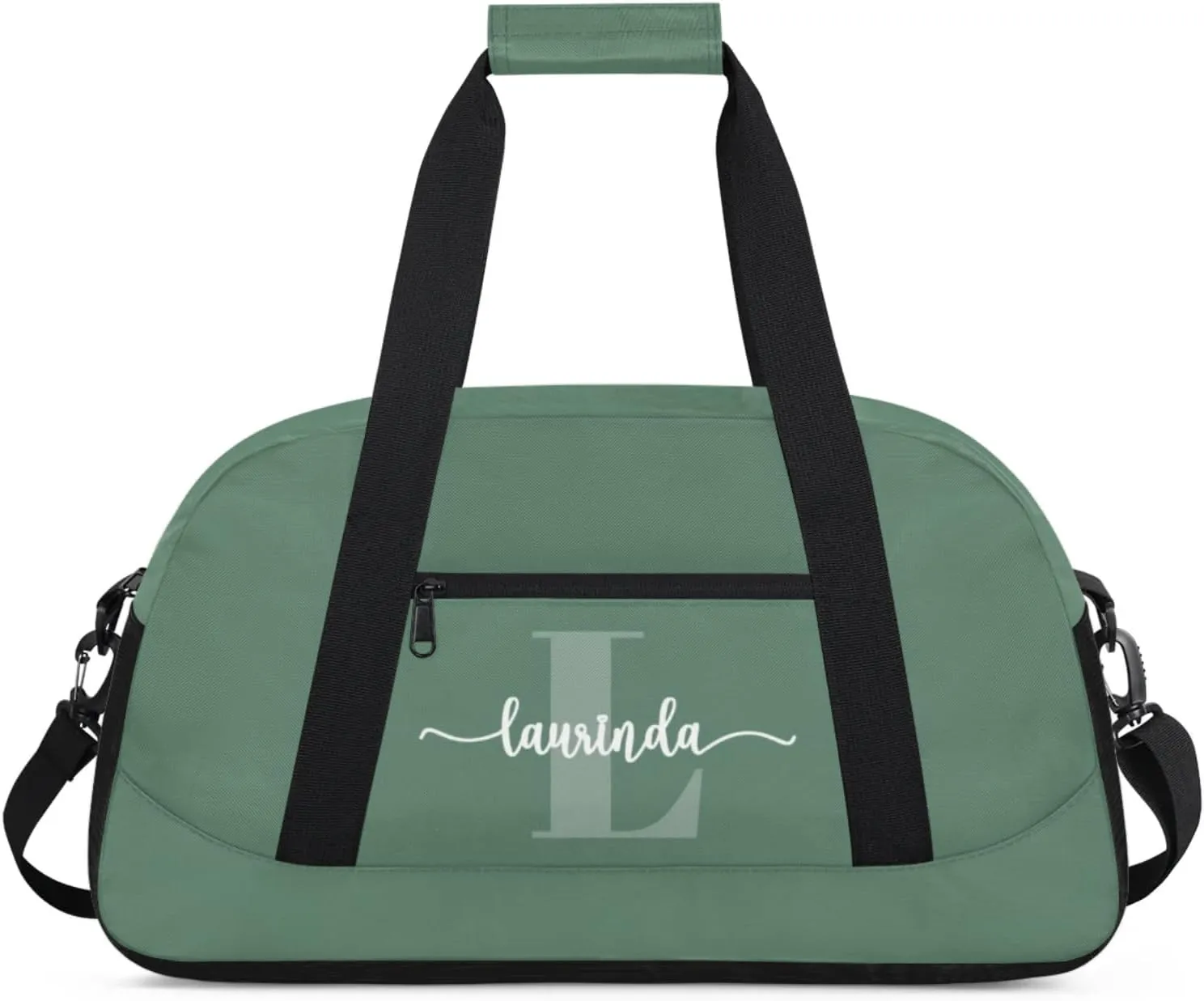 Personalize-Kids-Green-Duffel-Bags With Custom Initial Name Dance-Sports-Bags Lightweight Carry-On Overnight Gym Travel for Girls Boys