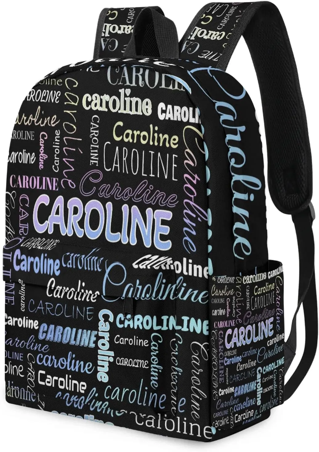 Personalized Backpack Bag with Name Lightweight Custom Shoulder Bags Waterproof Casual Backpacks Travel Laptop Bag 15.1in, Colorful Blue