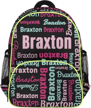 Personalized Backpacks with Name Customized Shoulder Bag Gifts for Women Men Waterproof Travel Casual Backpack 14.2in, Black Pink